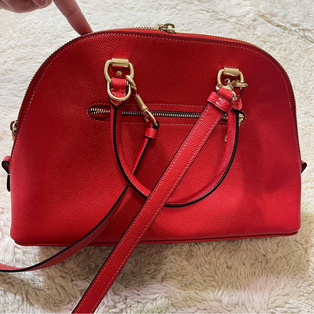 coach katy satchel red purse bag crossbody new - Picture 6 of 8
